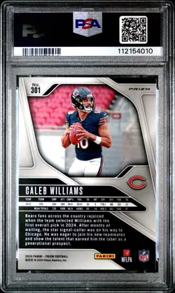 2024 Panini Prizm - Rookies Caleb Williams #301 Disco Prizm (RC) PSA 8 - Image 2