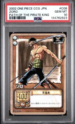 PSA 10 2002 BANDAI ONE PIECE CCG JAPANESE PATH OF THE PIRATE KING ZORO C08 - Image 1