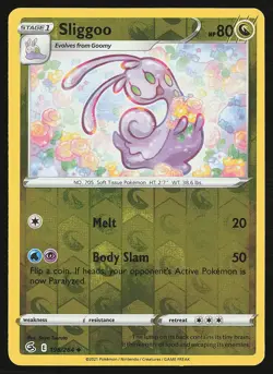SWSH08: Fusion Strike Sliggoo #196/264 Reverse Holo Pokemon Card - Image 1