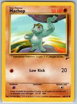 Machop Base Set 2 078/130 MP-LP Pokemon Card - Image 1
