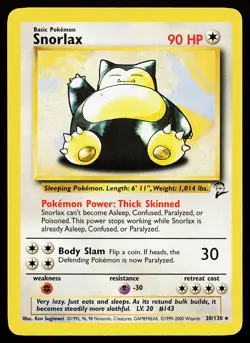 Snorlax 30/130 Rare Base Set 2 Pokemon Card - Image 1