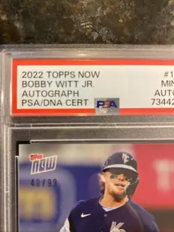 2022 Topps Now Bobby Witt Jr. #119A 40/99 PSA MINT 9/AUTO 10 Royals RC! - Image 2