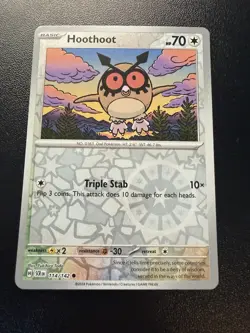 Hoothoot 114/142 Sv07: Stellar Crown Reverse Holo - Pokemon TCG - NM - Image 1