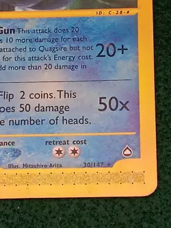 The Pokemon Company Quagsire 030/147 Aquapolis Rare Regular 80 HP Stage 1 2002 - Image 3