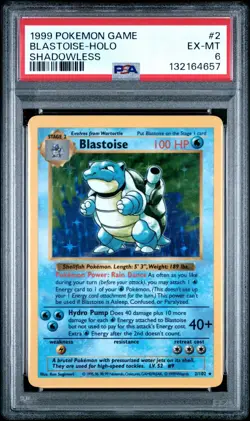 [PSA 6] Blastoise Shadowless Holo #2 Base Set 1999 Pokemon - Image 1