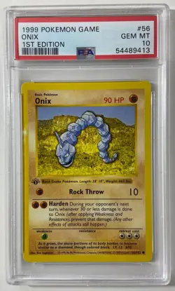 Pokemon - Base Set 1st Edit. 1999 Shadowless "ONIX" PSA 10 Gem/Mint #56/102. - Image 1