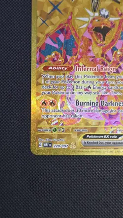 2023 Pokemon Charizard ex 228/197 SV03: Obsidian Flames Holo - Image 4