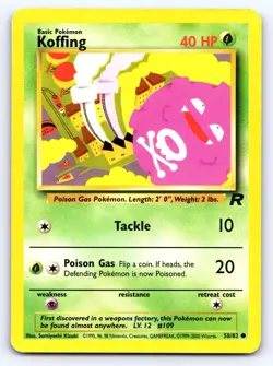 Koffing 58/82 Common Team Rocket Pokemon Unlimited Moderately Played - Image 1