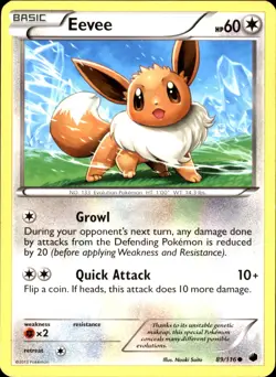 Eevee 89/116 Common - Pokemon Plasma Freeze 2013 MP - Image 1