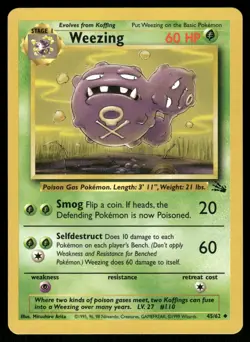 Weezing 45/62 Uncommon Fossil Pokemon Unlimited Lightly Played - Image 1