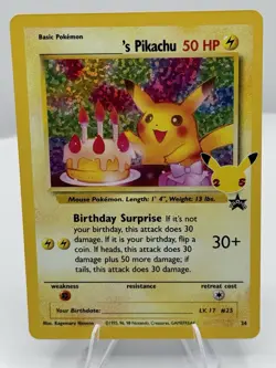 🎂Birthday Pikachu 24/25 Celebrations Holo NM/MINT Pokemon 25th Anniversary ⚡🎂 - Image 1