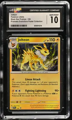 2025 POKEMON JOLTEON BLACK STAR PROMO 169 (COSMOS HOLO) CGC 10 - Image 1