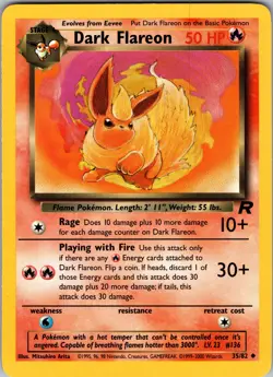 Dark Flareon Team Rocket Uncommon NM Pokemon 35/82 Unlimited - Image 1