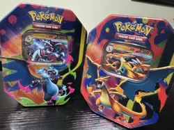 Pokemon Mega Charizard X And Y Tins. Set Of 2. Brand New. - Image 1