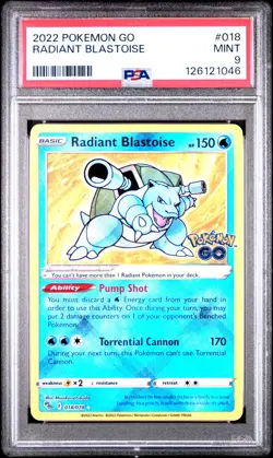 2022 POKEMON GO #018 RADIANT BLASTOISE PSA 9 - Image 1
