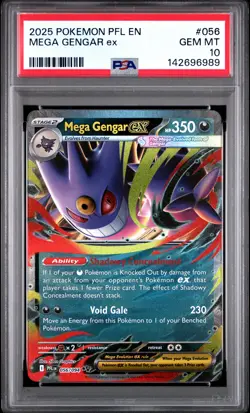 2025 POKEMON PFL EN-PHANTASMAL FLAMES #056 MEGA GENGAR EX PSA 10 - Image 1