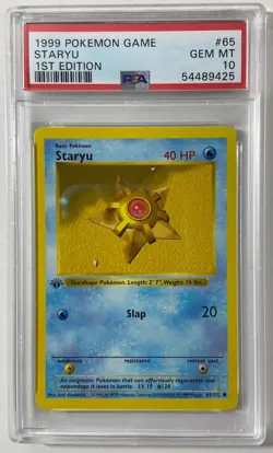 Pokemon - Base Set 1st Edit. 1999 Shadowless "STARYU" PSA 10 Gem/Mint #65/102. - Image 1