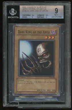 BGS 9 - Yu-Gi-Oh Card - LOB-020 - DARK KING OF THE ABYSS *1st Edition* - MINT - Image 1
