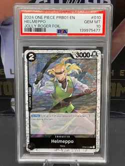 2024 One Piece PRB-01 #010 Helmeppo Jolly Roger Foil PSA 10 GEM MINT - Image 1