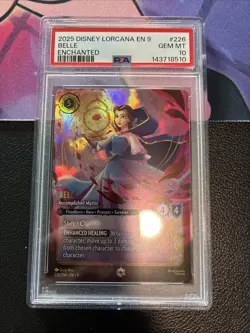 2025 DISNEY LORCANA EN 9-FABLED ENCHANTED BELLE - ACCOMPLISHED MYSTIC PSA 10 - Image 1