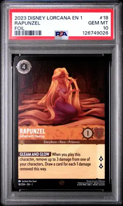 2023 DISNEY LORCANA EN 1-THE FIRST CHAPTER RAPUNZEL - GIFTED WITH HEALING PSA 10 - Image 1