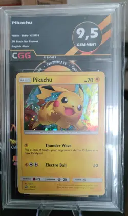 Pokemon Card - Pikachu Promo SM76 SM Black Star CGG 9.5 2017 - Image 1