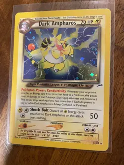 Pokemon TCG Dark Ampharos Holo Rare Card 1/105 Neo Destiny - Image 2