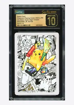 Pokemon CGC 10 PRISTINE AUTO 10 Spare Card Pikachu Shyanne_M 2023 Old Maid JPN - Image 1