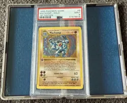 Pokemon 1999 1st Edition Shadowless Machamp Holo Card #8/102 Mint PSA 9 - Image 3