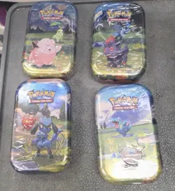 Pokemon TCG Ascended Hero’s Mini Tins Lot of 4 New Sealed Comes With Display - Image 1