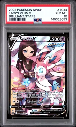 2022 POKEMON SWORD & SHIELD BRILLIANT STARS #TG14 FULL ART/SYLVEON V PSA 10 - Image 1