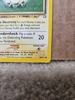 Pokemon Mareep 1st Edition Common Neo Genesis Nintendo 65/111 2000 Card - Image 3