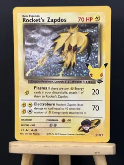Pokemon Celebrations 25th Anniversary 15/132 Rocket's Zapdos - RARE REV HOLO - Image 2