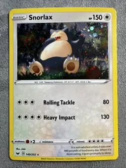Snorlax 140/202 Pokemon TCG Sword & Shield- Cosmo Holo Rare- NM/Mint - Image 1
