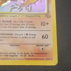 ERROR - FLAREON 3/64 - HOLO RARE - Jungle - VINTAGE WOTC POKEMON CARD - LP - Image 4