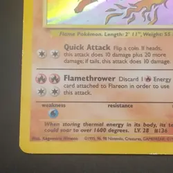 ERROR - FLAREON 3/64 - HOLO RARE - Jungle - VINTAGE WOTC POKEMON CARD - LP - Image 5