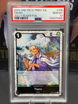 2024 One Piece PRB-01 English OP02-106 Tsuru Jolly Roger Foil PSA 10 GEM MINT - Image 1