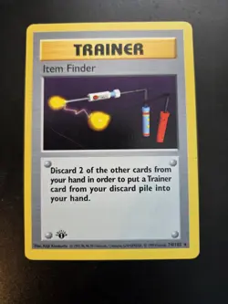 Pokemon Item Finder Trainer 1st Edition Rare Base Set Shadowless Card 74/102 - Image 1