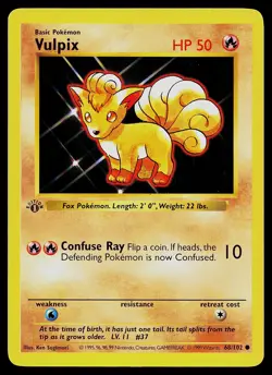Pokemon Card - Vulpix Base Set Shadowless 68/102 1st Edition Common - Image 1