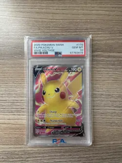 Pokemon TCG Vivid Voltage Pikachu v 170/185 Full Art Ultra Rare Card PSA 10 - Image 1