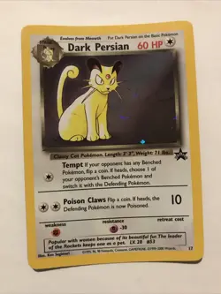 Dark Persian 17 Holo Black Star Promo WOTC Pokemon Card - Image 1