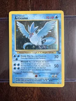 Articuno Holo 2/62 Fossil Holographic Rare LP Pokemon Card 1999 - Image 2