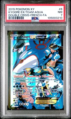 POP 5 POKEMON XY DOUBLE CRISIS FRENCH #6/34 FULL ART/TEAM AQUA'S KYOGRE EX PSA 7 - Image 1