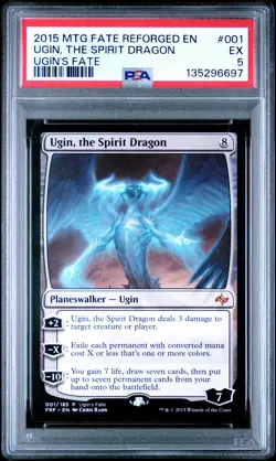 2015 MTG FATE REFORGED UGIN'S FATE #001 UGIN, THE SPIRIT DRAGON PSA 5 - Image 1