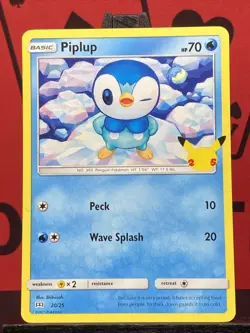 Piplup 20/25 Holo Pokemon Card Mcdonalds 25th Anniversary Promo NM - Image 3