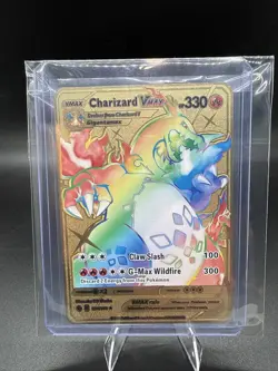 Gold Rainbow Metal Pokemon Card Charizard VMAX 074/073 - Image 3