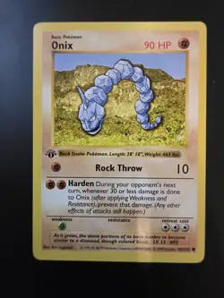 Pokemon Card - Onix Base Set (Shadowless) 56/102 Common 1st Edition - Image 1