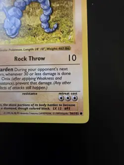 Pokemon Card - Onix Base Set (Shadowless) 56/102 Common 1st Edition - Image 4