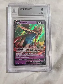 2021 Pokemon Celebrations #16 Zacian V URR Beckett 9 - Image 1