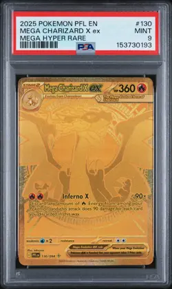 2025 POKEMON PFL EN-PHANTASMAL FLAMES MEGA HYPER RARE MEGA CHARIZARD X EX PSA 9 - Image 1